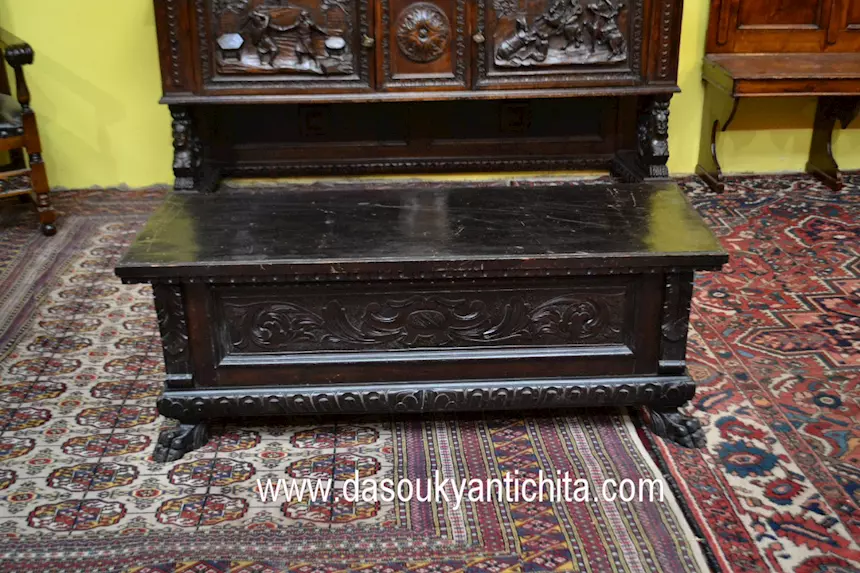 Cassapanca stile rinascimento, in legno massello - Foto 1