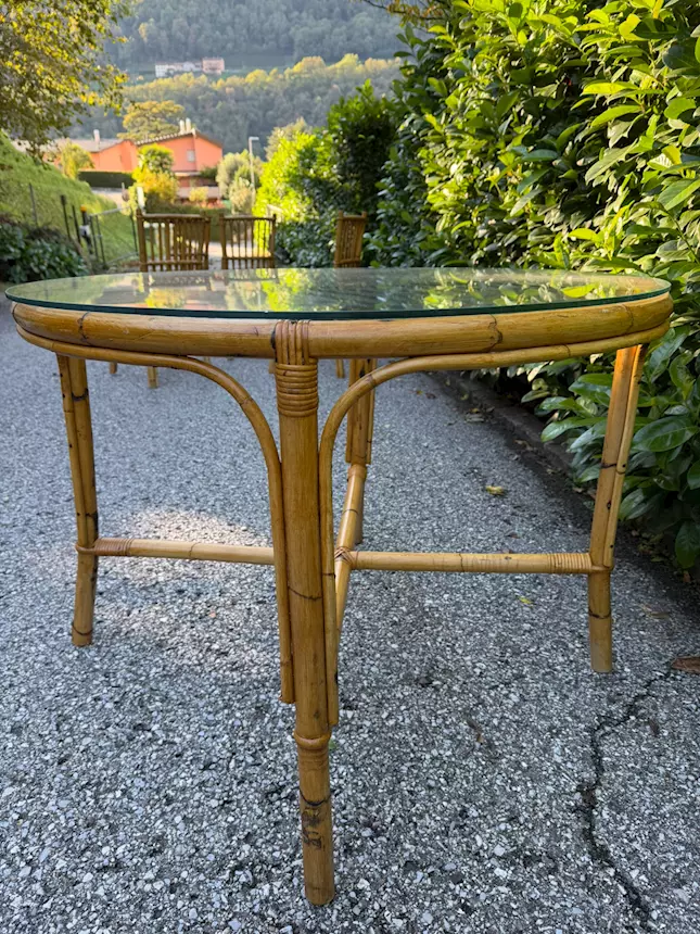 Tavolo rotondo Ø102cm in vero Bambù, tipo Vienna, in ottime condizioni - Foto 4
