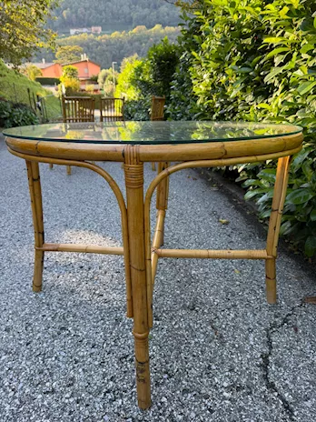 Tavolo rotondo Ø102cm in vero Bambù, tipo Vienna, in ottime condizioni - Anteprima 4