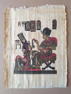 Disegni di arte egizia su Papiro: Tutankhamon e Ankhesenamon - Anteprima 1