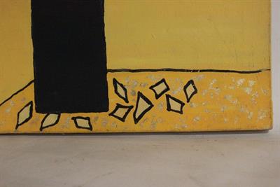 Quadro olio su tela, vaso di fiori gialli con foglia d'oro - Foto 3