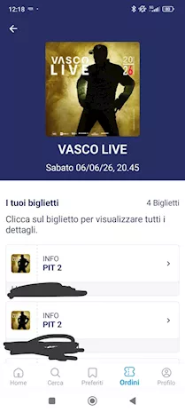 Biglietti Vasco Rossi Ferrara sabato 06/06/2026 PIT2