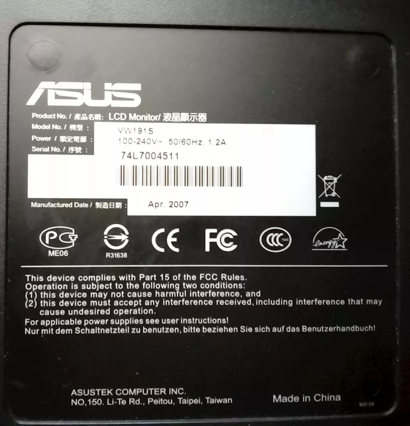 Foto 4Monitor Asus x pc Display LCD 19 wide screen