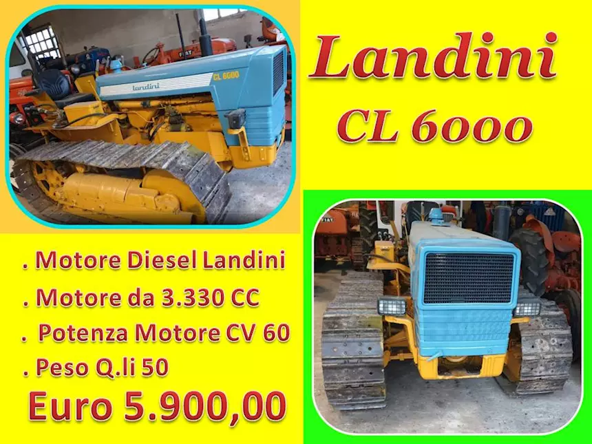 Trattore Agricolo Cingolato Marca Landini CL 6000 da CV 60 Anno 1970