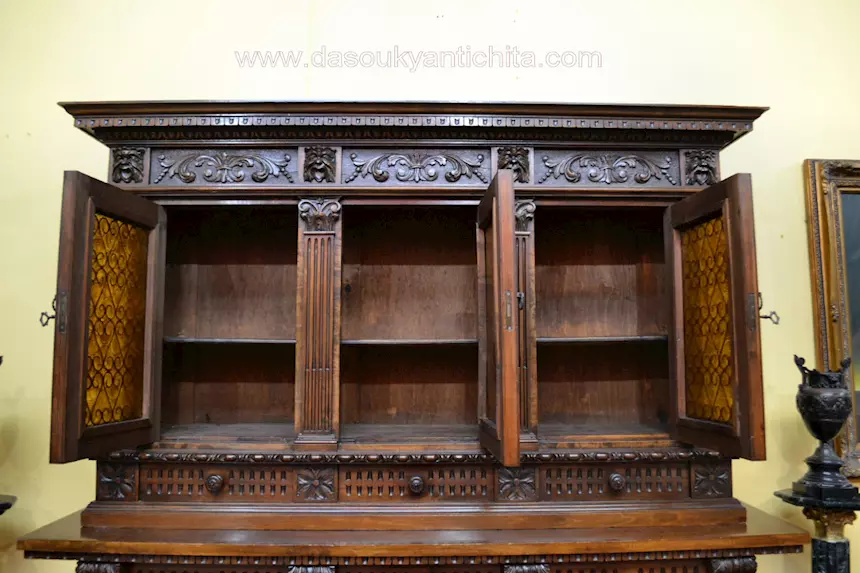 Libreria-credenza metà del XX secolo stile Rinascimento - Foto 5