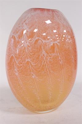 Vaso ovale in vetro di Murano arancione firmato Costantini