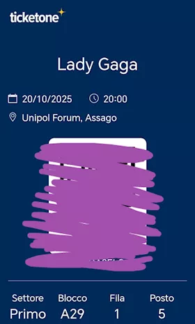 3 biglietti per Lady Gaga 20 ottobre