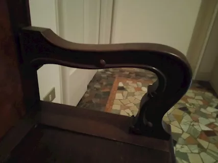 Panca con cassapanca anni '20 di radica ferrarese - Foto 4