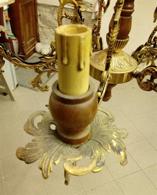Lampadario 5 bracci in Ottone e legno in perfetto stato atta - Foto 3