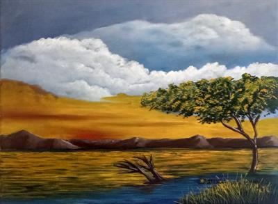 Quadro paesaggio dipinto a mano