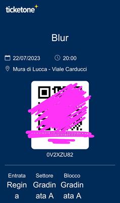 2x Biglietti Concerto BLUR - Lucca, Sabato 22/07/2023