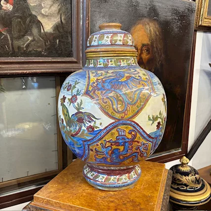 Antico grande vaso Potiche Santarelli Gualto Tadino 1920