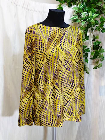 Blusa donna maniche lunghe giallo oro e violetta S