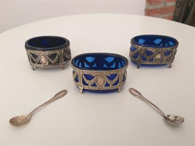3 Saliere Antiche In Argento E Vetro