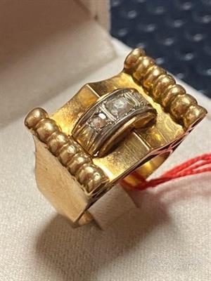 ANELLO TANK ART DECÒ ORO 18kt. CON DIAMANTI