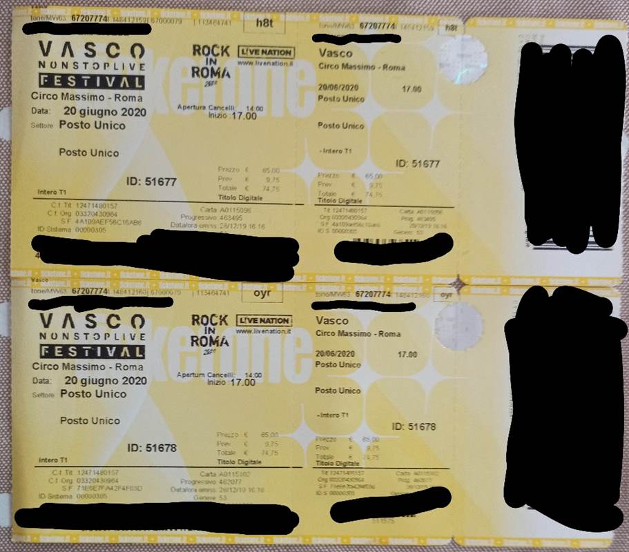 N. 2 Biglitti Vasco Rossi Circo Massimo Roma 11/06