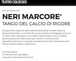 Neri MarcorÉ 14/02/20 Teatro Colosseo Ore 21