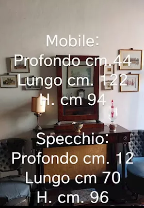 Mobile stile Impero con colonne e specchiera, in legno - Foto 3
