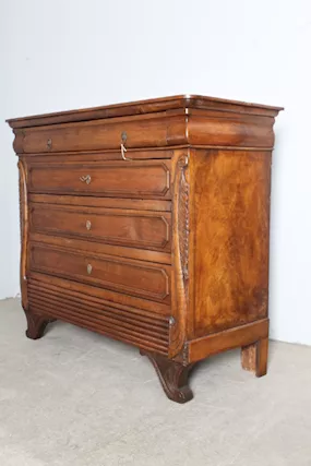 Antico Cassettone comò Carlo X 1820 noce “ Casal Monferrato