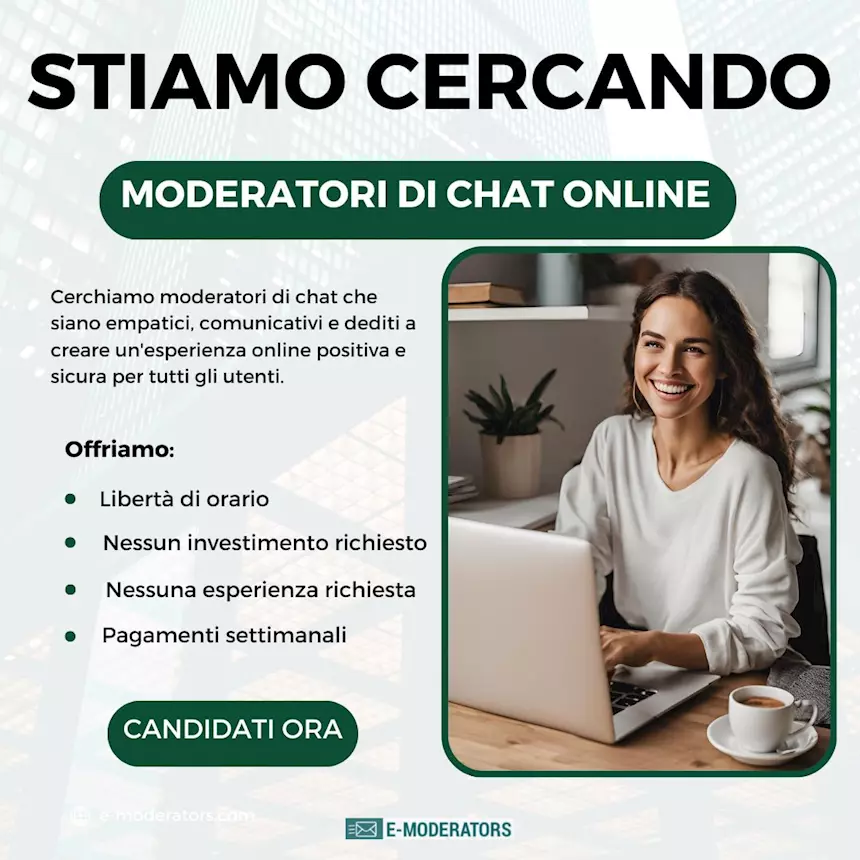 Lavora da casa come moderatore chat