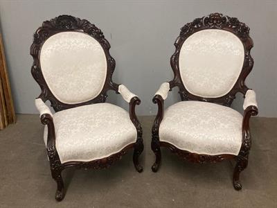 Antiche Poltrone “Lui e Lei “ mogano Napoli 1840