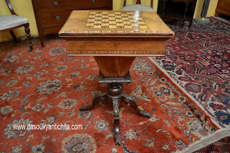 Antico tavolino da gioco/lavoro stile inglese regency