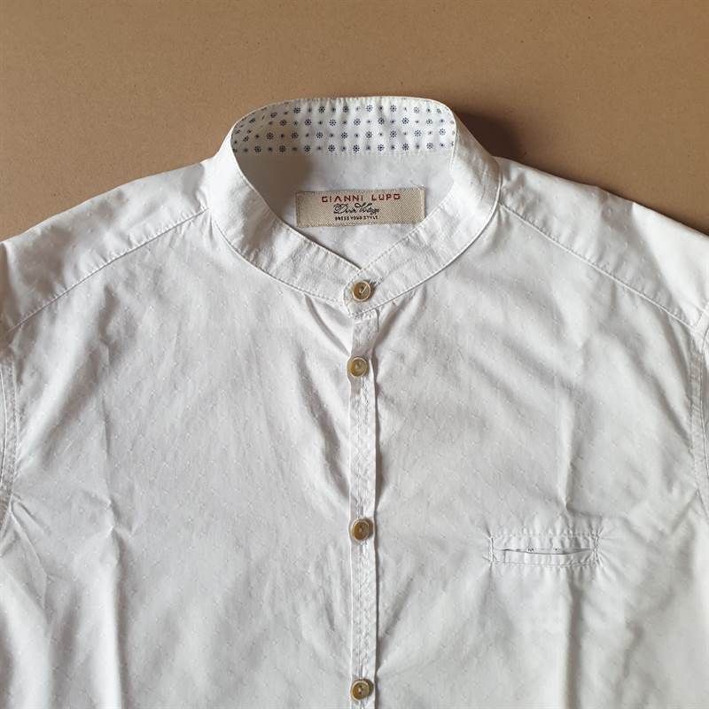 Camicia in cotone colletto coreano Gianni Lupo