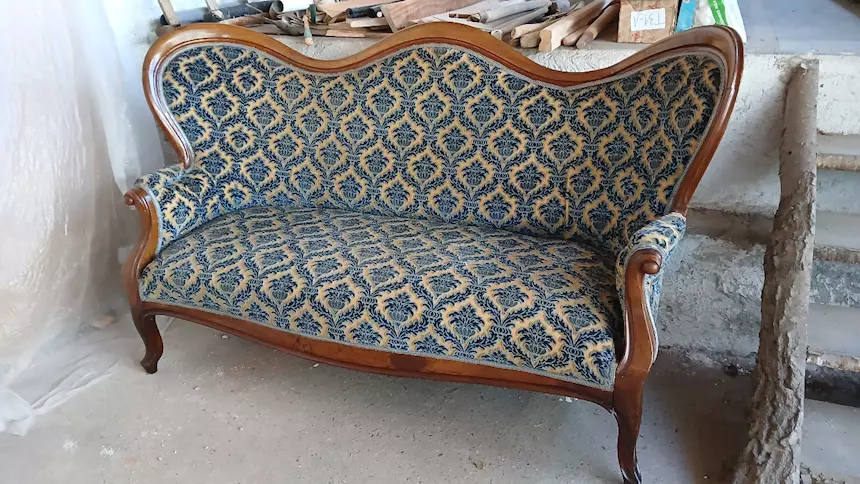 Divano in legno in stile Luigi Filippo vintage - Foto 1