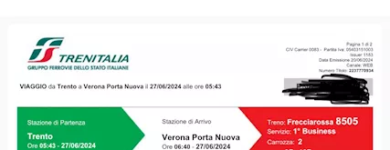 Biglietti Frecciarossa 27/06