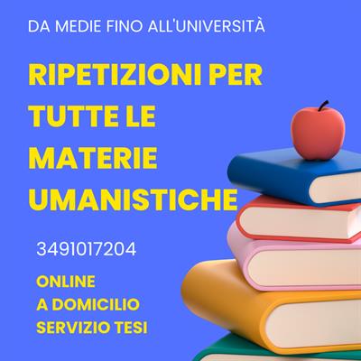 Ripetizioni tutte materie umanistiche, da medie a università