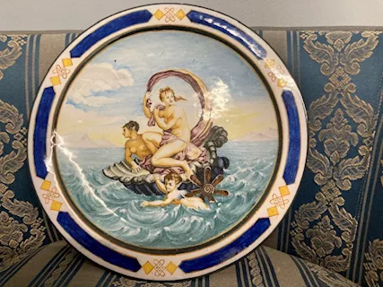 Antico raro piatto Ginori Jafet Torelli 1870. Maiolica cm 2
