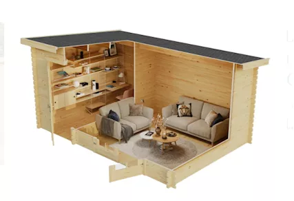 Casetta in Legno 445x300x224h (MQ 13.3) con 2 Locali Spess - Foto 5