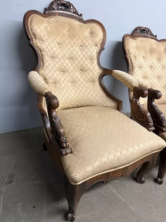 Antica coppia di poltrone da riposo, metà '800, 100x70 cm - Foto 7