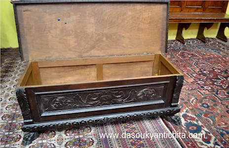 Cassapanca stile rinascimento, in legno massello - Anteprima 6