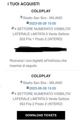 Biglietti Concerto Coldplay