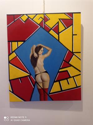 Quadro astratto geometrico olio su tela Cantatore
