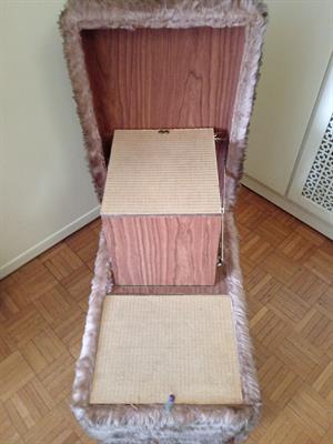 Pouf anni 70 con coperchio apribile, contenitore interno sca