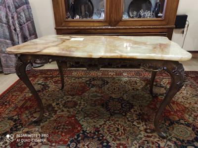 Tavolino in ottone con marmo