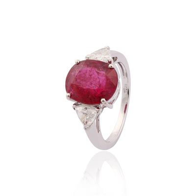 Anello Rubino Naturale e Diamanti - Foto 3