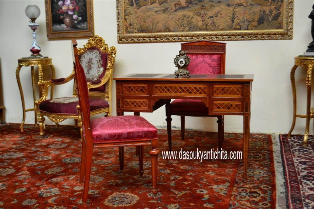 Set poltrona e sedia stile Luigi XVI con cimasa a tempio - Foto 9