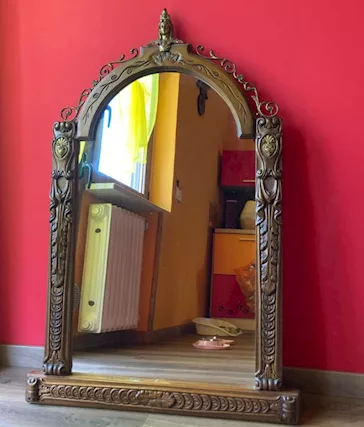 Specchiera Vintage legno massiccio con cornice decorata