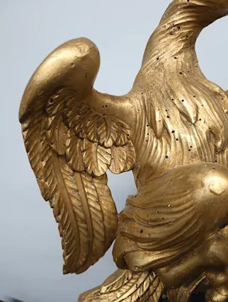Antiche sculture con aquile dorate su base laccata, '600, ottimo stato - Foto 4