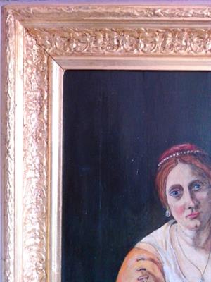 Dipinto olio su tavola, Donna venditrice di frutta, in legno - Foto 2