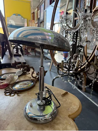 Lampada da tavolo in ottone nichelato Giovanni Michelucci