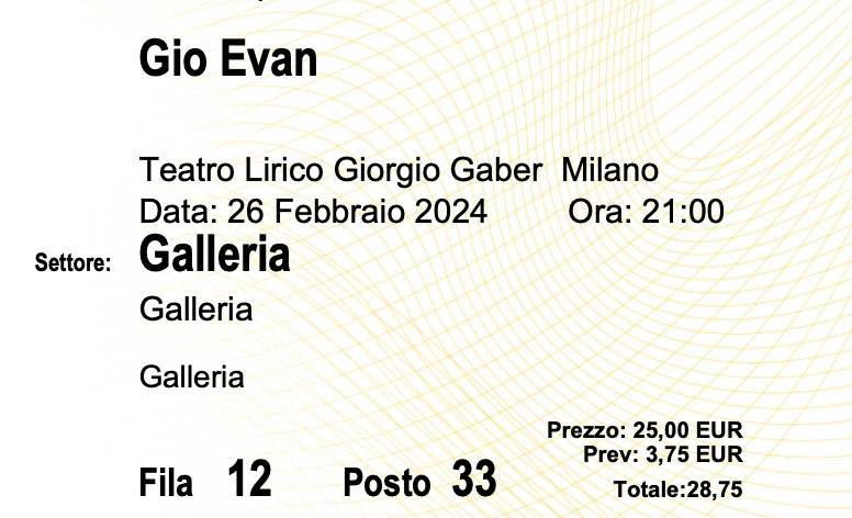 Gio Evan - Teatro Lirico Giorgio Gaber Milano
