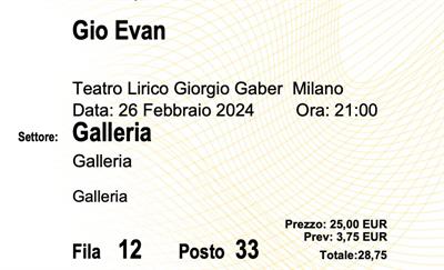 Gio Evan - Teatro Lirico Giorgio Gaber Milano