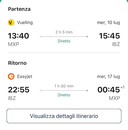 Biglietti aerei A/R MXP-Ibiza diretti