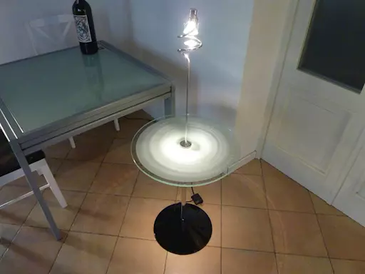 Tavolino design in vetro con faretto - Vintage