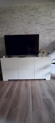 Madia bianca laccato lucido 3 ante push pull, marca Ovvio, prezzo trattabile - Anteprima 1