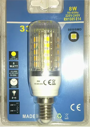 10 pcs lampade E14 - 33 led grandi - luce Calda - 8W